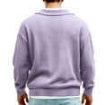 thumbnail image 4 of Havenx Men's Waffle Knit Long Sleeve Shirt V Neck Textured Shirt Waffle Knit Solid Color Pullover Relaxed Fit Lightweight Thermal Pullover Tops,Purple 4XL, 4 of 5