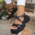 thumbnail image 2 of Women's Plus Size Chunky Platform Sandals, Casual Solid Color Open Toe Buckle Strap Shoes, Comfortable Walking Shoes for Women, Perfect for Spring Summer Beach Outings, 2 of 10
