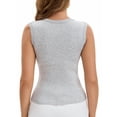thumbnail image 3 of INSPIRE CHIC Women's U-Neck Tank with Built-In Bras Ribbed Wide Straps Undershirt M Light Grey, 3 of 5