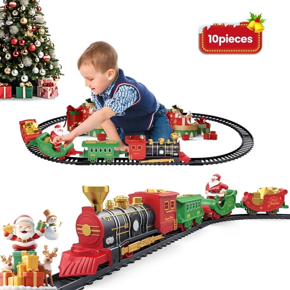 BESTSKY 2026 New Electric Train Set,Christmas Train Sets Around the Tree for Kids Boys Ages 4-8 Birthday Gifts