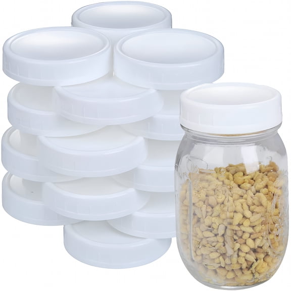 ACDANC 2026 New 20 Plastic Mason Jar Lids,Reusable Leak-Proof Replacement Jar Lids,70Mm Diameter for Canning,Preserving,Storage,Jams,Sauces,White