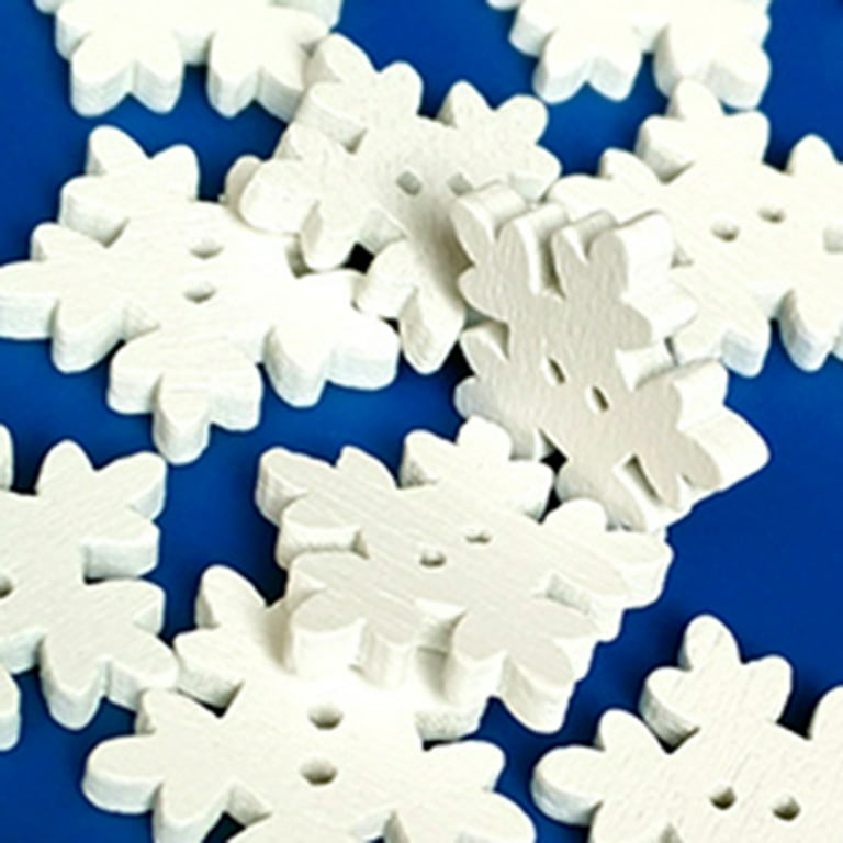 Besufy Button,Christmas White Wooden Snowflakes Buttons for Scrapbooking  Craft 