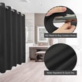 thumbnail image 2 of No Hook Black Shower Curtain Microfiber Waterproof - Soft Fabric Shower Curtain or Liner Washable, Hotel Cloth Shower Curtain, Black, 71x74, 2 of 6