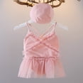 thumbnail image 2 of Kids Girls Bikini Set  Solid/Strawberry Print Swimsuit + Swimming Cap, 2 of 9