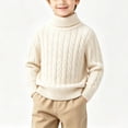 thumbnail image 6 of Lmnyox Sweaters for Kids Plain Long Sleeve Turtleneck Cable Knit Pullover Winter Casual Warm Sweaters, 6 of 7