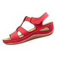 thumbnail image 2 of YOUYEDIAN Orthopedic Sandals for Women Arch Support Flat Wedge Sandals Breathable Slip on Non Slip Beach Slippers Beach 2026 Orthopedic Shoes (Red), 2 of 7