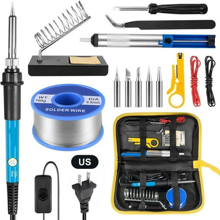 15 PCS Electric Soldering Iron Kit, 80W Adjustable Temperature Digital Display Repair Soldering Tool Electronic Circuit Board Precision Welding Small Tool Kit
