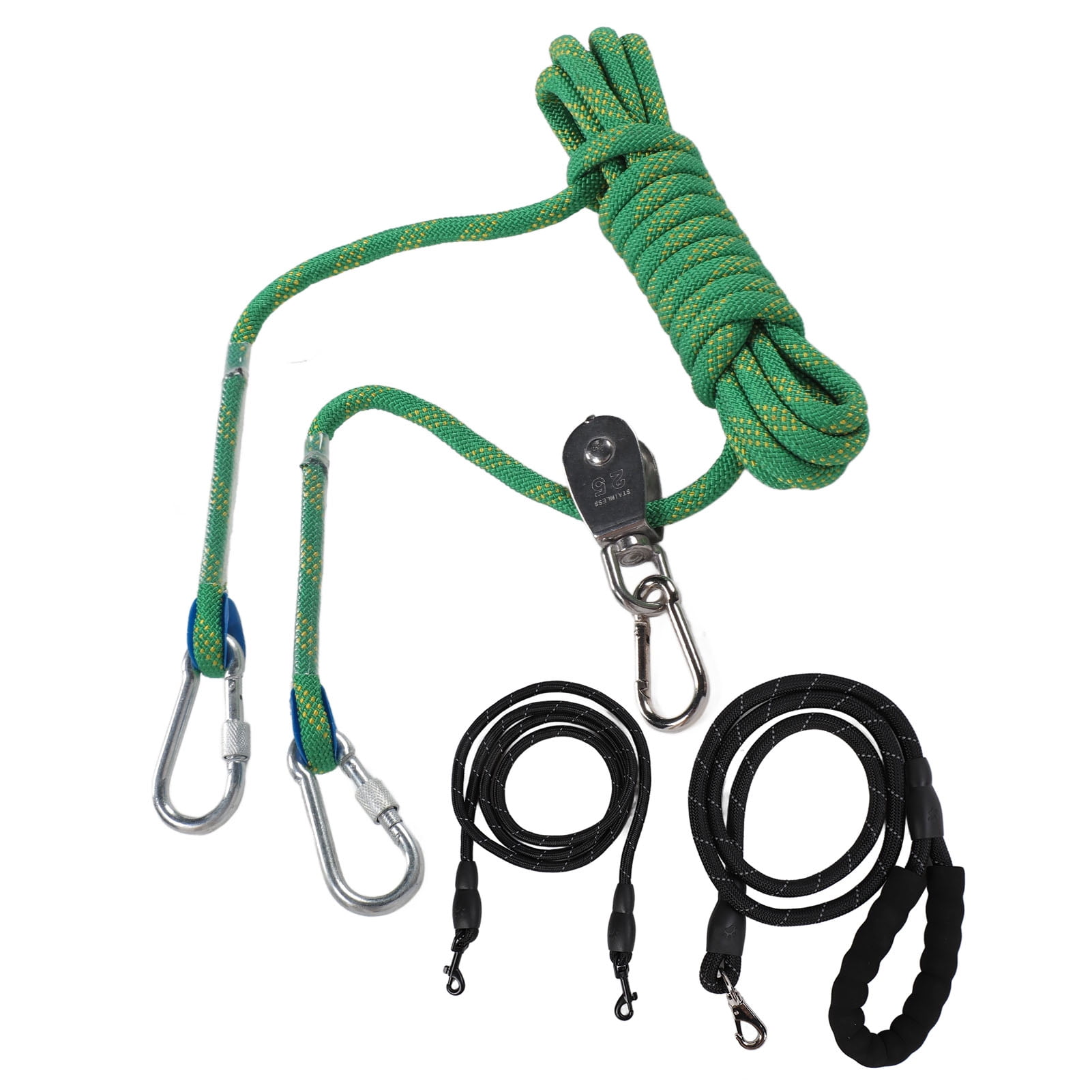 Dog Dog Tie Out Cable For Camping Reflective Heavy Duty Overhead Trolley System With Dog Runner Cable For Outdoor Yard Walking