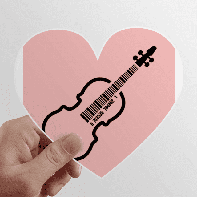 Music Instrument Violin Melody Heart Vinyl Sticker Bicycle Bottle Decal
