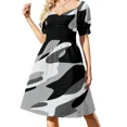 thumbnail image 1 of Vestido elegante de verano de gamuza negra, gris y blanca, de manga corta, para mujer, ideal para bodas y fiestas., 1 of 7