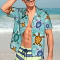 thumbnail image 7 of Sikiie Turtles And Sea Print Men's Hawaiian Shirt, Summer Beach Button Pocket Short Sleeve T-Shirt,XX-Large, 7 of 7