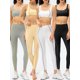 thumbnail image 4 of Conjunto de sujetador y leggings de yoga para mujer con relleno a rayas sin aros para entrenamiento Irfora Amarillo/L, 4 of 7