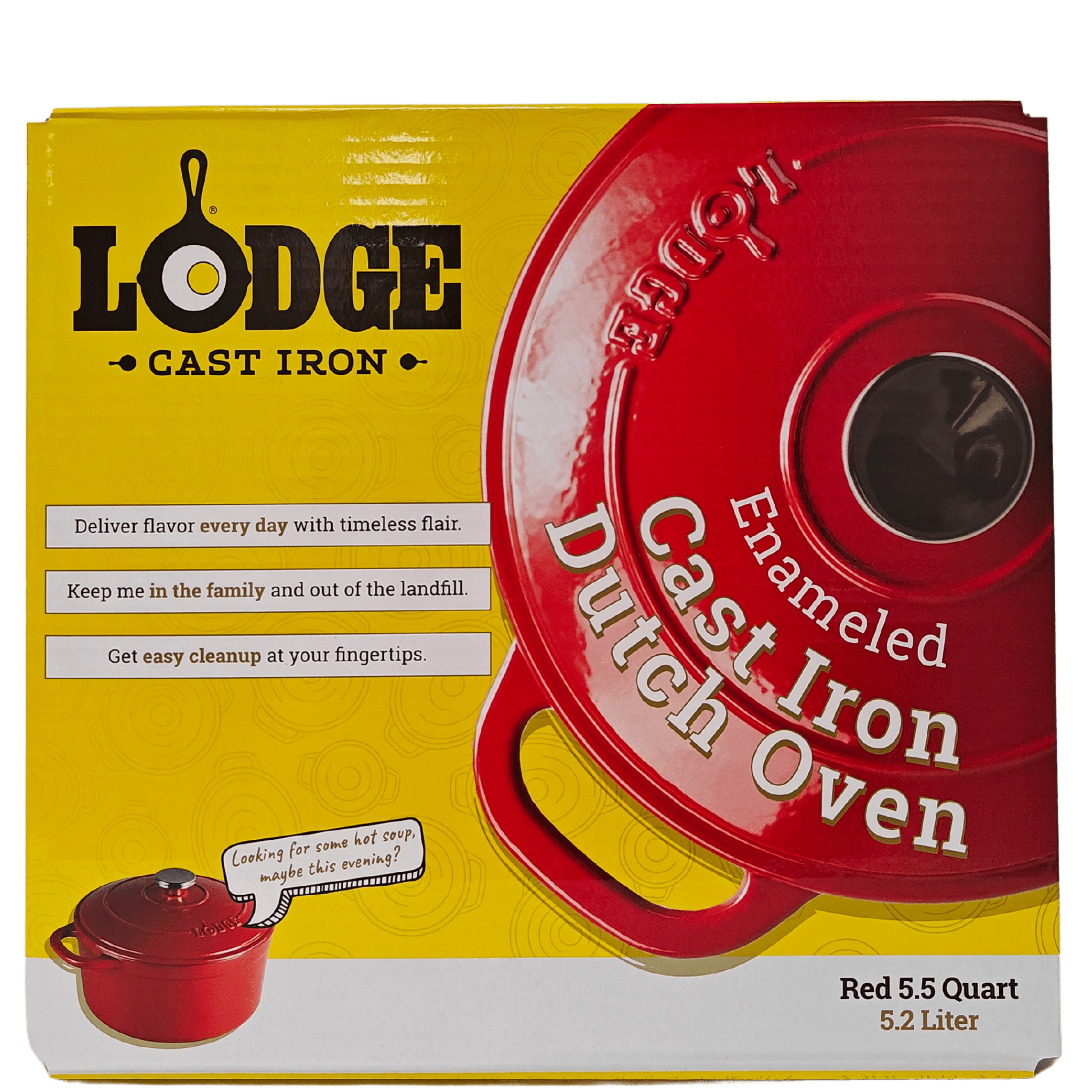 Lodge 5.5 Quart Enameled Cast Iron Dutch Oven, Red