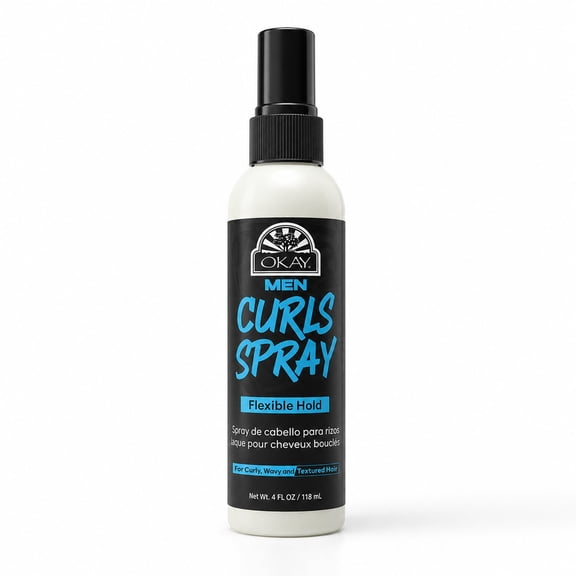 OKAY Men's Curls Spray, Curl Refresh & Hydrating Hair Spray for Curly, Wavy & Coily Hair, Frizz Control, Paraben, Silicone & Sulfate Free, 4 oz / 118 mL