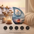 thumbnail image 4 of MUKTIVE Vintage Car White Urn for Human Ashes Adult Male and Female, Decorative Funeral Ash Container for Human Remains, (Cross Drop Large, 10 Inch), 4 of 7