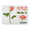 GODPOK Bouquet Red Leaf Realistic of Pink Roses Petals Leaves Bud and Open Flower Green Blossom Beautiful Rug Doormat Bath Mat 23.6x15.7 inch