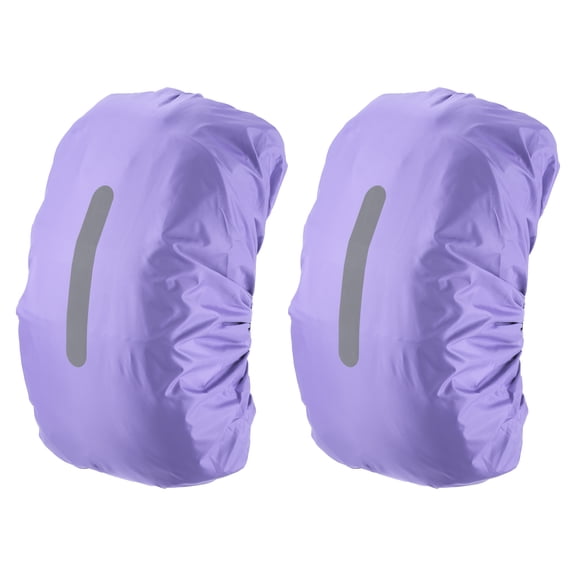 Uxcell 30-40L Waterproof Backpack Rain Cover 2 Pcs with Vertical Reflective Strap, S, Purple