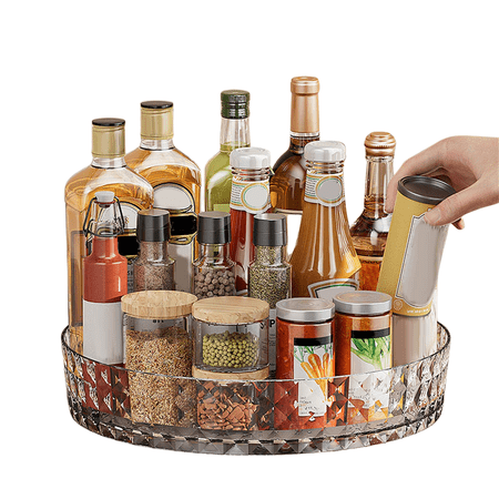 9 Inch Clear Acrylic Lazy Susan, Non-Skid Turntable Organizer for Cabinet, Kitchen, Pantry Organization Storage, Refrigerator, Vanity Makeup, Bathroom Countertop Organizing, Rotating Spice Rack,Clear