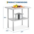 thumbnail image 3 of Stainless Steel Prep Table 36 x 24 Inch, Heavy Duty Kitchen Table with Adjustable Undershelf, Stainless Steel Food Worktable for Restaurants, Hotels, Workshops, and Outdoor Use, 3 of 9