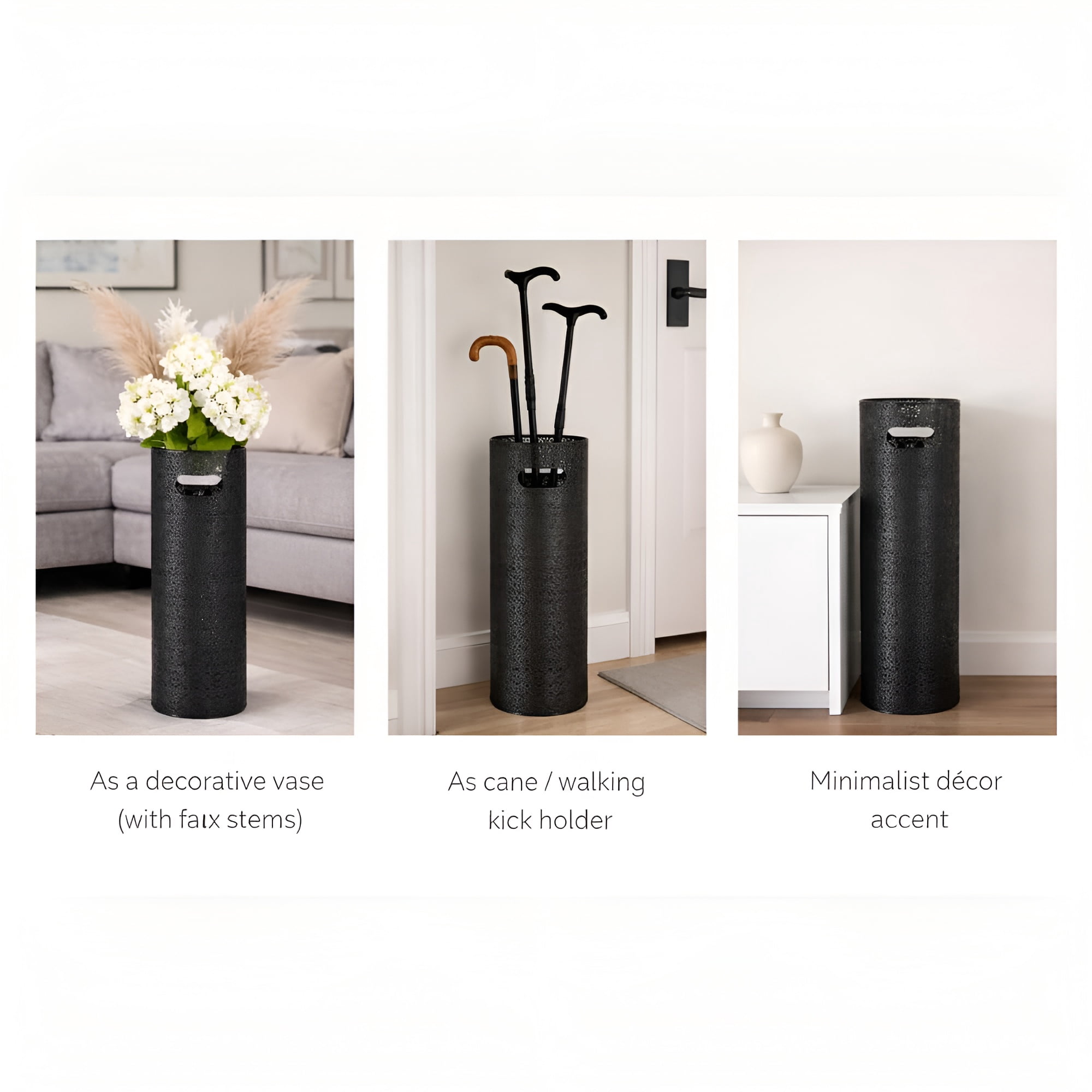 Concepts 21 Inch Heavy Duty Metal Umbrella Stand, Decorative Umbrella Holder for Entryway, Indoor Outdoor Umbrella Organizer Storage Rack for Home Office Patio- Black Lace