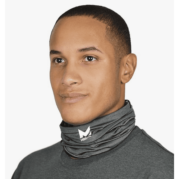 Mission Cooling Neck Gaiter Customize Your Coverage, Face Mask, Cools when Wet- Charcoal