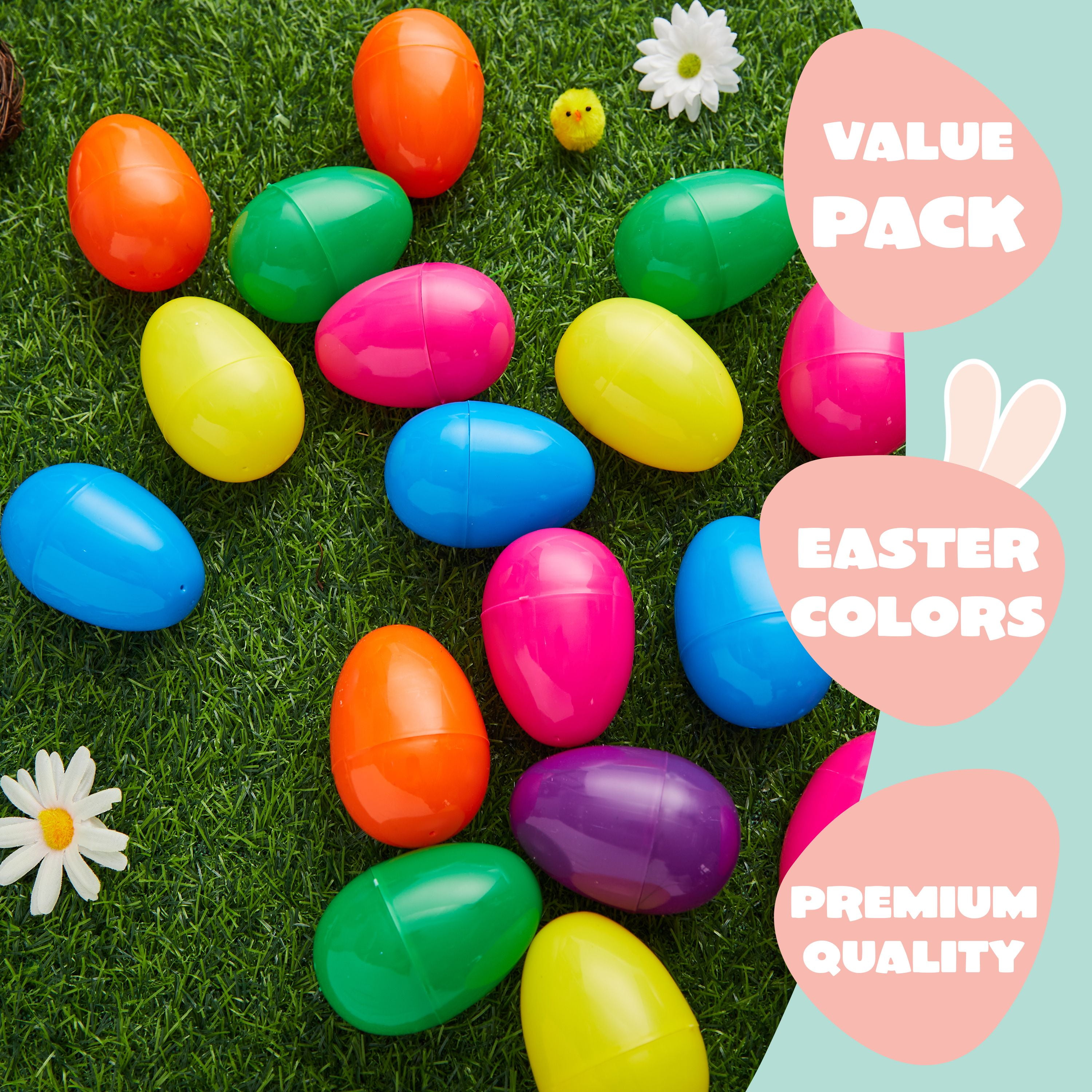 Joyfy 150 Pcs 3.15" Easter Eggs, Fillable Plastic Eggs for Easter, Empty Colorful Bright Eggshells,for Easter Hunt, Filling Treats, Party Favor, Basket Stuffers, Classroom Prize Supplies