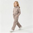 thumbnail image 2 of Zuwimk Toddler Boy Girls Sweatsuit Long Sleeve Hoodie Sweatshirt and Jogger Pants 2PC Sets Fall Clothes Outfit(T044-Khaki), 2 of 6