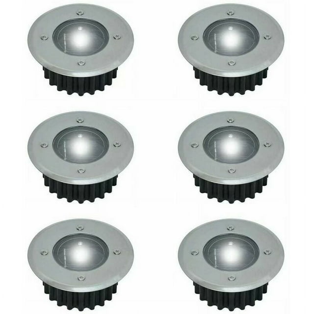 Lot de 6 Spots Led Solaires Encastrables au Sol - Ronds - Diamètre : 85 mm - Extérieur Résistant au Perçage - Façade en Acier Inoxydable - 6 Lampes Solaires - Ip44, Handing