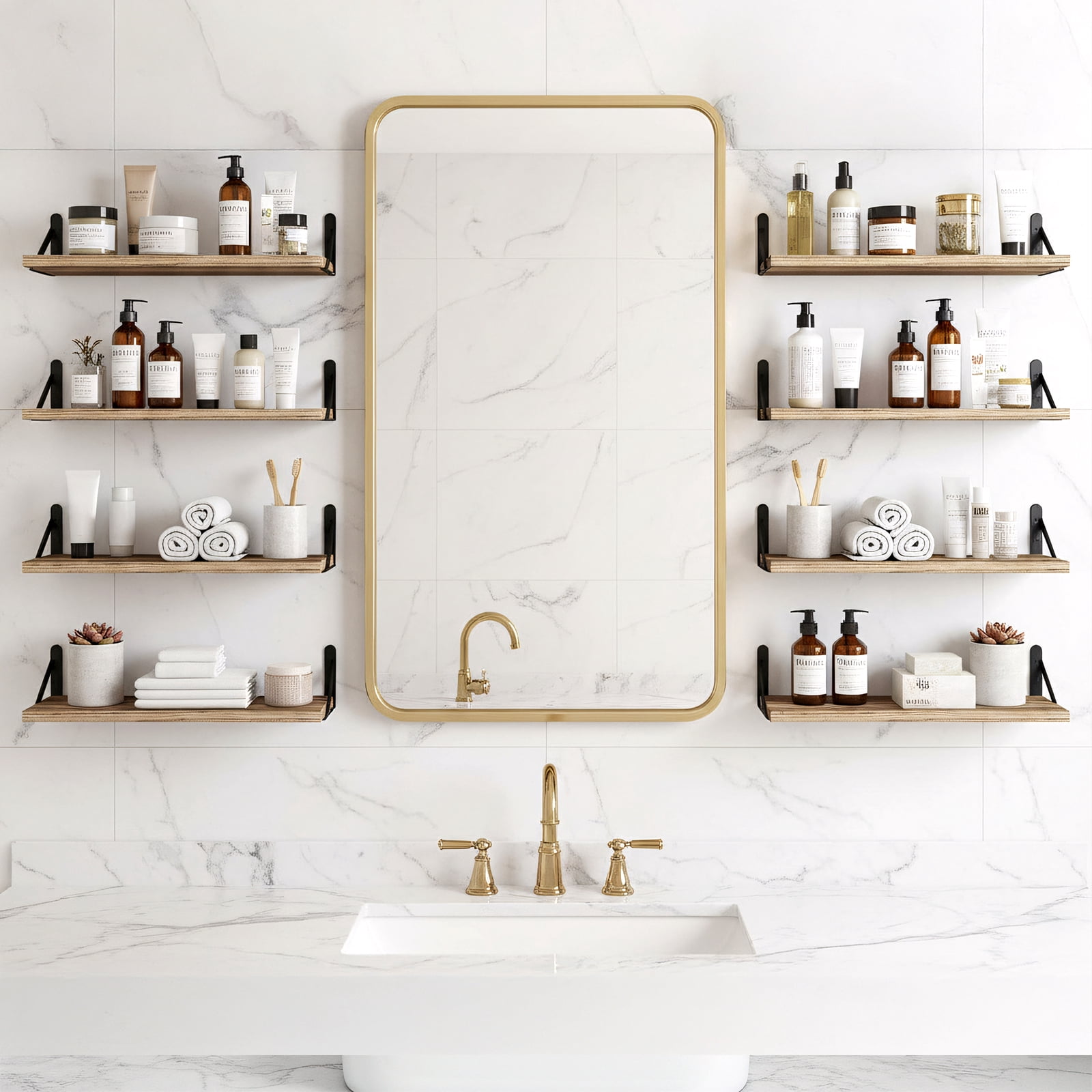 Fairy Farmhouse Natural Floating Shelves (8 Count)