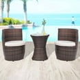 thumbnail image 1 of vidaXL 3 Piece Bistro Set with Cushions Poly Rattan Brown, 1 of 5