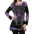thumbnail image 7 of STARVNC Women Long Sleeve Boho Printing Colorblock Splice Tunic Top, 7 of 7