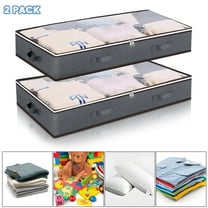 Yalumo Under Bed Storage Bags, 2 Pack Closet Organizers and Storage Bins with Clear Window and 4 Handles, Foldable Under Storage Containers for Clothing, Blankets, Comforter, 39" x 19" x 6", Gray
