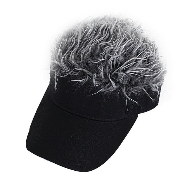 Baseball Cap Hat Wig Design Sun Protection Cotton Soft Novelty Wig Baseball Cap for Travel