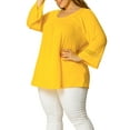 thumbnail image 4 of GRACE & GRANDEUR Women's Plus Size  Casual Solid Raglan Sleeves Tops Yellow 2X, 4 of 7