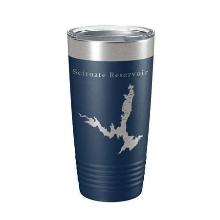 

Scituate Reservoir Tumbler Lake Map Travel Mug Insulated Laser Engraved Coffee Cup Providence Rhode Island 20 oz Navy Blue