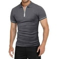 thumbnail image 4 of Gibobby Playera Polo Polo de manga corta con cierre para hombre estilo casual de punto(Gris oscuro,M), 4 of 4