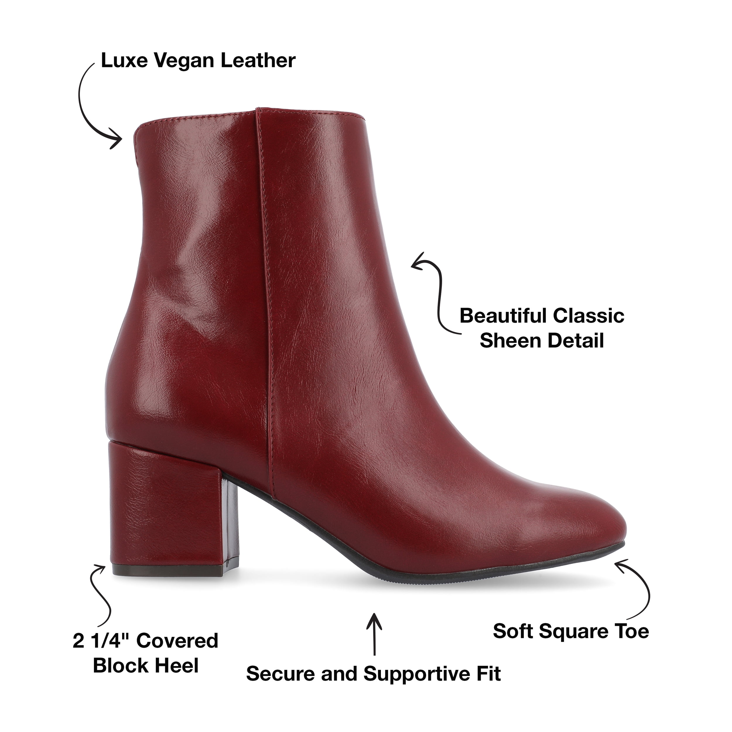 Journee Womens Adria Vegan Leather Square Toe Booties