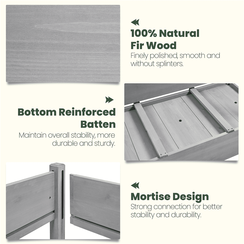Renwick 2-tier Elevated Wooden Planter Box for Garden Yard Patio, Gray