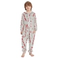 thumbnail image 2 of Soft Big Kids Onesie Pajamas Cozy Loose-Fit Jumpsuits for kids with Pockets for Christmas Lounge & Play Candy Cane and Gold Stars, 2 of 8