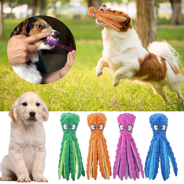 Pet Plush Toy Bite Resistant Octopus Skin Shell Dog Educational Vocal Toy Cat Dog Supplies