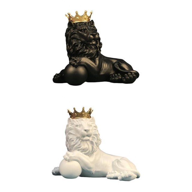 2 Piezas León Estatua Animal Ornamento Hogar Escultura Estatuilla Decoraciones Soledad Estatuilla abstracta