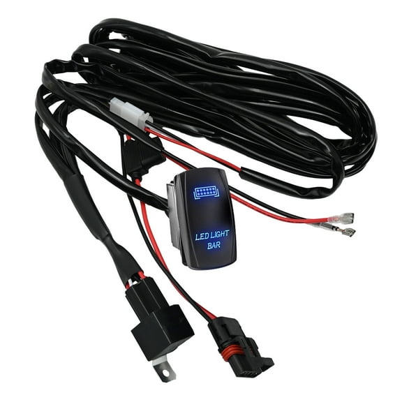 Anxingo 300W Plug & Play Rear Lights Wiring Harness Kit with 14AWG 1 Lead 12V Rocker Switch Replacement for Polaris RZR General Ranger (300W 14AWG 1 Lead 12V)