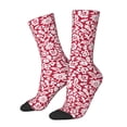 thumbnail image 2 of Uemuo Red Flowers Pattern Women's Crew Socks, Soft Durable Breathable Moisture-Wicking with Odor Control Cotton socks, 2 of 9