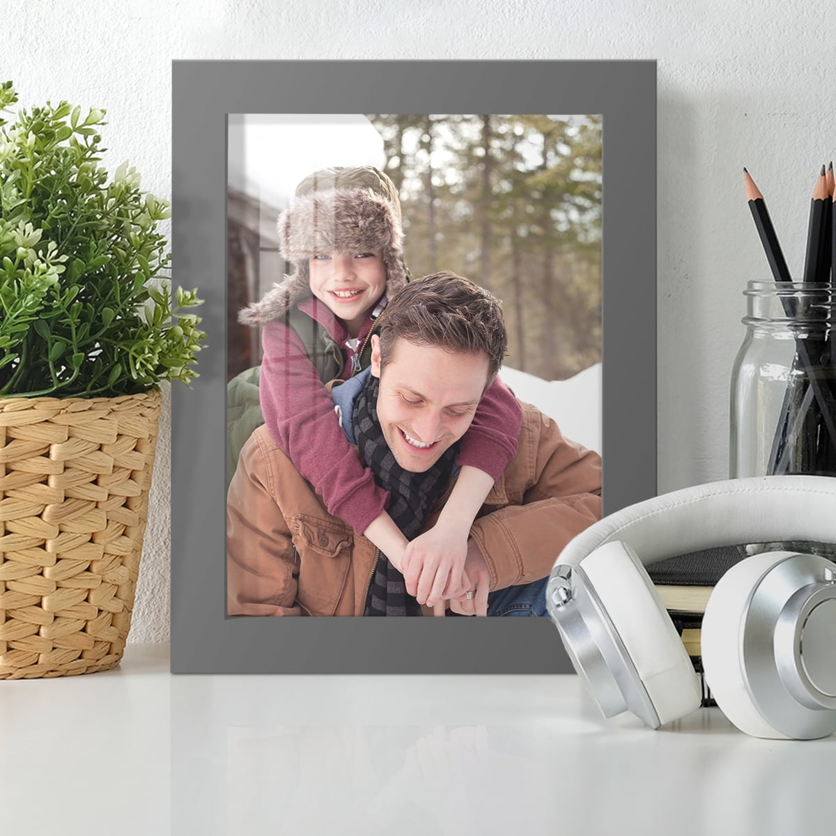 Modern Real Wood 6x8 inch Picture Frame in Gray