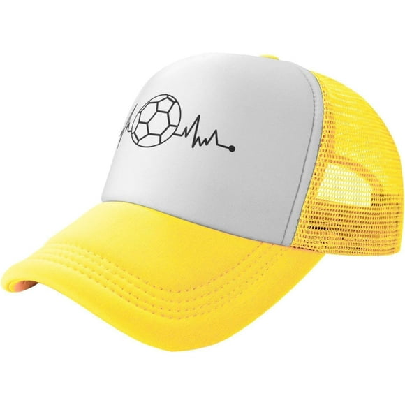 Heartbeat Soccer Ball Mesh Baseball Cap, Adjustable Trucker Hat Snapback Hiphop Cap for Men Women