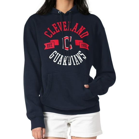 Women's G-III 4Her by Carl Banks Navy Cleveland Guardians City Graphic Pullover Hoodie