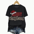 thumbnail image 6 of Towmus Womens Crew Neck Short Sleeve Merry Christmas T-Shirts Santa Hat Bright Graphic Tee Fall Holiday Tops, Black, L, 6 of 7