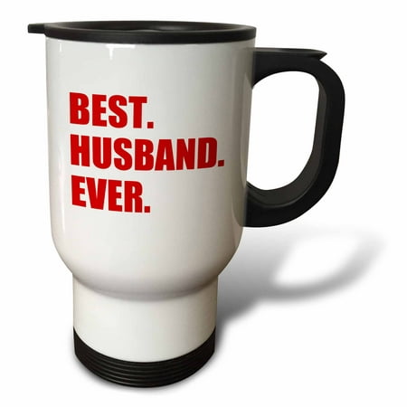 3dRose Red Best Husband Ever - bold text married bliss fun gifts for him, Travel Mug, 14oz, Stainless