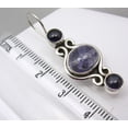thumbnail image 3 of SilverStarJewel 925 Sterling Silver Exclusive Iolite 3 Stone Vintage Style Earrings 1.5", 3 of 3