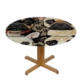 Xllo0ord French Bulldog Elastic Edged Fitted Round Tablecloth